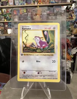 Pokemon Card - Rattata Base Set (Shadowless) 61/102 Common 1st Edition - Image 1