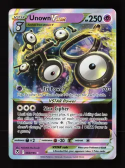 Unown VSTAR 066/195 Holo VSTAR Rare Silver Tempest Pokemon Near Mint - Image 1