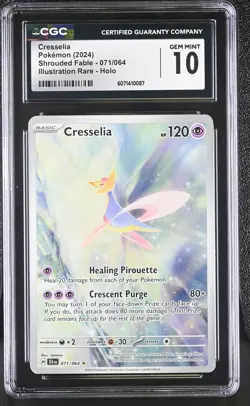 CGC 10 Cresselia Shrouded Fable 071/064 Illustration Rare Holo Pokemon Card - Image 1