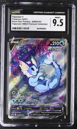 Pokemon 2021 Vaporeon V SWSH181 Black Star Promos Promo FULL ART CGC 9.5 MINT + - Image 1