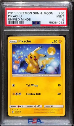 2019 Pokemon Sun & Moon Unified Minds Pikachu Unified Minds PSA 9 #56 - Image 1