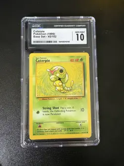 Pokemon Caterpie 1999 Base Set 45/102 CGC GEM MINT 10 - Image 1