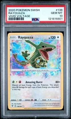 2020 POKEMON SWORD & SHIELD VIVID VOLTAGE #138 RAYQUAZA PSA 10 - Image 1