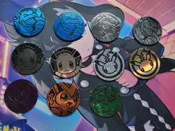 Mixed Pokemon Coins, Sticker And Dice Collection - Image 1