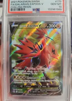 2021 Pokemon Chilling Reign Galarian Zapdos V 173/199 PSA 10 Gem Mint - Image 1
