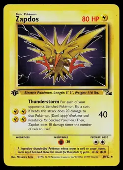 Pokemon Card - Zapdos Fossil 30/62 1st Edition Rare - Image 1