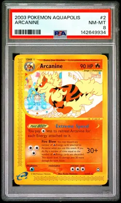 2003 POKEMON AQUAPOLIS #2 ARCANINE PSA 8 - Image 1