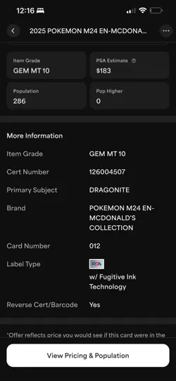 2025 POKEMON M24 EN-MCDONALD'S COLL #012 DRAGONITE PSA 10 - Image 4