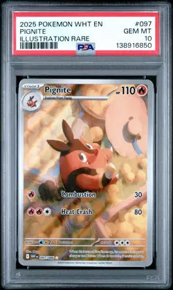 2025 POKEMON WHT EN-WHITE FLARE ILLUSTRATION RARE #097 PIGNITE PSA 10 - Image 1
