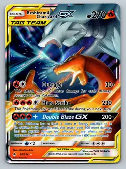 Reshiram & Charizard GX 20/214 Ultra Rare Sun & Moon: Unbroken Bonds Pokemon LP - Image 1
