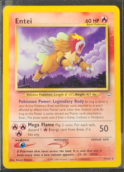 NM Pokemon Entei 60 HP Neo Revelation Rare Regular 17/64 Basic English Card 2000 - Image 1