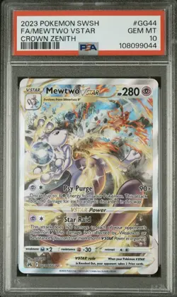 PSA 10 Mewtwo VSTAR GG44/GG70 Pokemon Crown Zenith Galarian Gallery Full Art - Image 1
