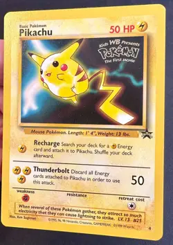 Pikachu #4 1999 Movie Promo Black Star Promo Pokemon Card TCG WOTC Vintage - VLP - Image 2