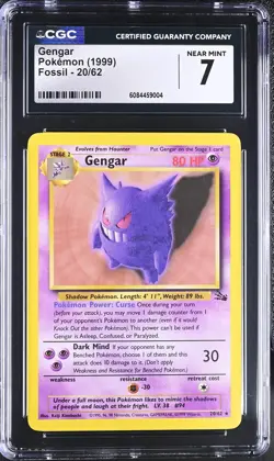 CGC 7 NEAR MINT Gengar 1999 Fossil 20/62 Rare Pokemon Card - Image 1