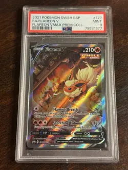 2021 POKEMON SWSH BLACK STAR PROMO #179 FULL ART/FLAREON V PSA 9 - Image 1