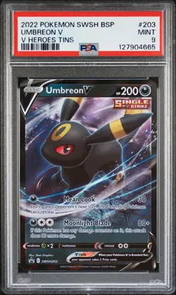 2022 POKEMON SWSH BLACK STAR PROMO V HEROES TINS #203 UMBREON V PSA 9 - Image 1