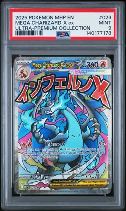 2025 POKEMON MEP EN-ME BLACK STAR PROMO #023 MEGA CHARIZARD X EX PSA 9 - Image 1