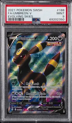 2021 POKEMON SWORD & SHIELD EVOLVING SKIES #188 FULL ART/UMBREON V PSA 9 - Image 1