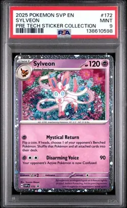 Sylveon Pokemon Prismatic Evolutions Tech Sticker Promo 172 PSA 9 - Image 1