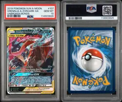 2019 POKEMON SUN & MOON UNBROKEN BONDS #107 GRENINJA & ZOROARK GX PSA 10 - Image 3