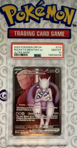 🔥2025 POKEMON DRI EN-DESTINED RIVALS ULTRA RARE TEAM ROCKET'S MEWTWO EX PSA 10 - Image 1