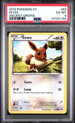 2015 POKEMON XY ANCIENT ORIGINS #63 EEVEE PSA 6 - Image 1