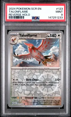 2024 POKEMON SCR EN-STELLAR CROWN REVERSE HOLO #123 TALONFLAME PSA 9 - Image 1