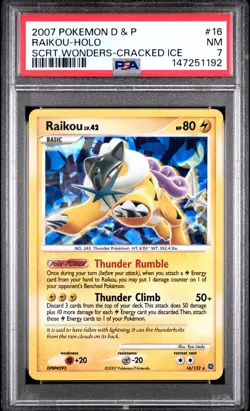 2007 POKEMON DIAMOND & PEARL SECRET WONDERS CRACKED ICE #16 RAIKOU-HOLO PSA 7 - Image 1