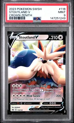 2023 POKEMON SWORD & SHIELD CROWN ZENITH #116 STOUTLAND V PSA 9 - Image 1