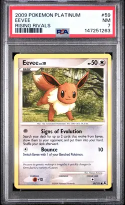 2009 POKEMON PLATINUM RISING RIVALS #59 EEVEE PSA 7 - Image 1