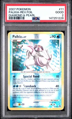 2007 POKEMON DIAMOND & PEARL #11 PALKIA-REVERSE FOIL PSA 2 - Image 1