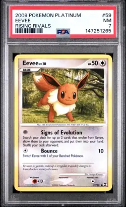 2009 POKEMON PLATINUM RISING RIVALS #59 EEVEE PSA 7 - Image 1