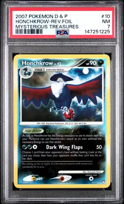 2007 POKEMON DIAMOND & PEARL MYSTERIOUS TREASURES HONCHKROW-REVERSE FOIL PSA 7 - Image 1
