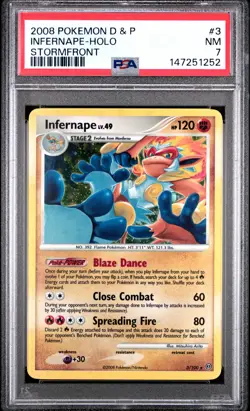 2008 POKEMON DIAMOND & PEARL STORMFRONT #3 INFERNAPE-HOLO PSA 7 - Image 1
