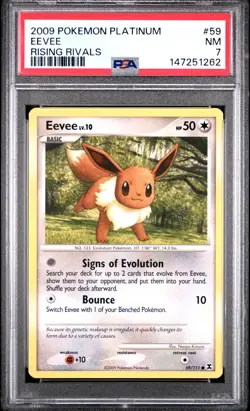 2009 POKEMON PLATINUM RISING RIVALS #59 EEVEE PSA 7 - Image 1