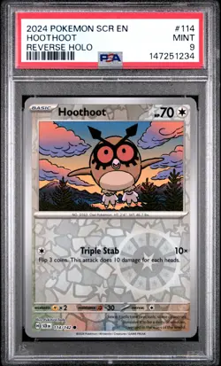 2024 POKEMON SCR EN-STELLAR CROWN REVERSE HOLO #114 HOOTHOOT PSA 9 - Image 1
