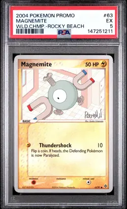 2004 POKEMON WORLD CHAMPIONSHIPS PROMO ROCKY BEACH #63 MAGNEMITE PSA 5 - Image 1
