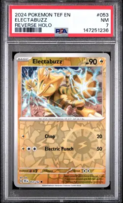 2024 POKEMON TEF EN-TEMPORAL FORCES REVERSE HOLO #053 ELECTABUZZ PSA 7 - Image 1