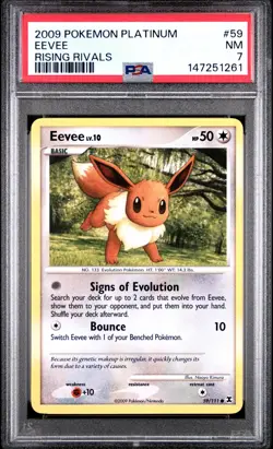 2009 POKEMON PLATINUM RISING RIVALS #59 EEVEE PSA 7 - Image 1