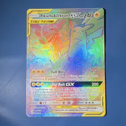 Pokemon Pikachu & Zekrom GX TAG TEAM Full Art Secret Rare Holo 184/181 240 HP - Image 1