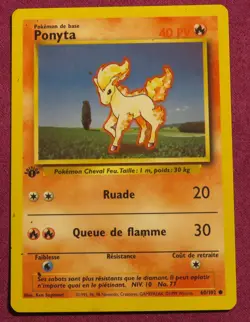Pokemon FRENCH 1st Edition PONYTA 60/102 Common 1999 NM - Image 1