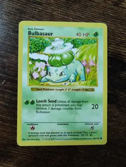 Pokemon Base Set Shadowless Bulbasaur 44/102 Non Holo LP- - Image 1