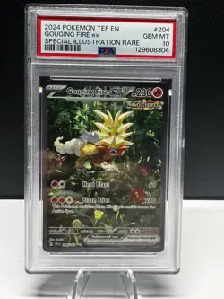 Pokemon PSA 10 GEM MINT Gouging Fire ex 204/162 SV05: Temporal Forces Holo - Image 1