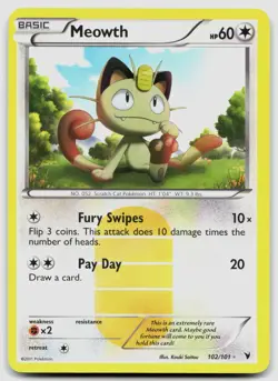 Meowth 102/101 Noble Victories Pokemon NM - Image 1