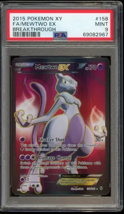 2015 Pokemon XY Breakthrough Mewtwo EX Full Art Ultra Rare 158/162 PSA 9 MINT - Image 1