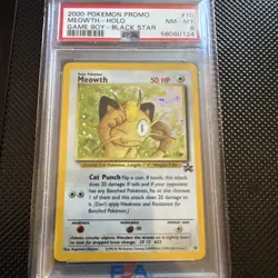 2000 POKEMON PROMO BLACK STAR GAME BOY #10 MEOWTH-HOLO PSA 8 - Image 1