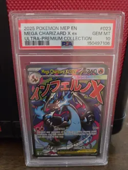 2025 POKEMON MEP EN-ME BLACK STAR PROMO #023 MEGA CHARIZARD X EX PSA 10 - Image 3