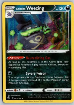Galarian Weezing 042/072 Holo Rare Shining Fates Pokemon Holo Near Mint - Image 1