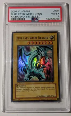 Yu-Gi-Oh! TCG Blue-Eyes White Dragon SKE-001 1st Edition Super Rare "PSA 4" - Image 1