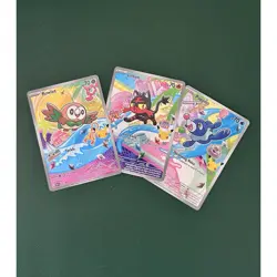 Pokemon First Partner Rowlet Litten Popplio Cards 043-045 - Image 1